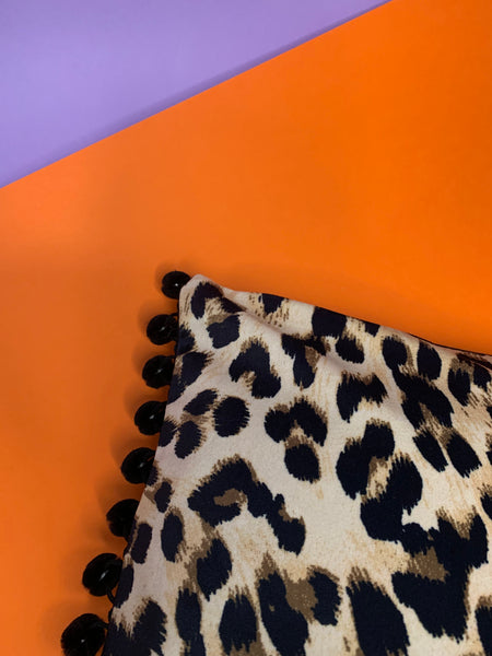 Leopard velvet sequin hand cushion
