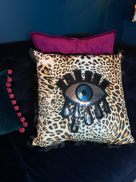Crying eye leopard cushion