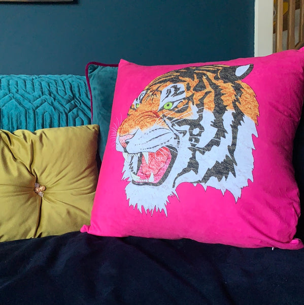 Pink ‘Wild tiger’ cushion