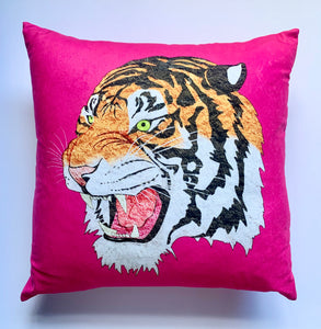 Pink ‘Wild tiger’ cushion